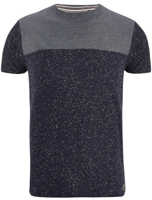 Winfrey Panelled Crew Neck Neppy T-Shirt in Navy