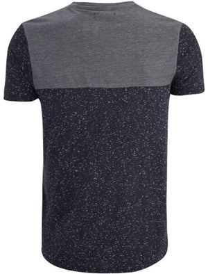 Winfrey Panelled Crew Neck Neppy T-Shirt in Navy
