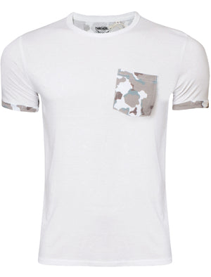Mens Calvin Camouflage Pocket Detail T-Shirt in White