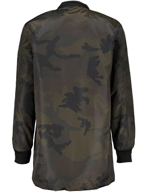 Morgan MA1 Camouflage Print Longline Bomber Jacket - Khaki