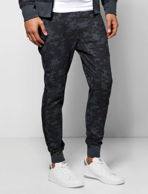Mens Chuck Camouflage Panel Joggers in Blue