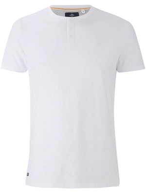 Mens Cody Slub Granddad Style T-Shirt in White