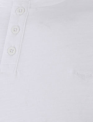 Mens Cody Slub Granddad Style T-Shirt in White