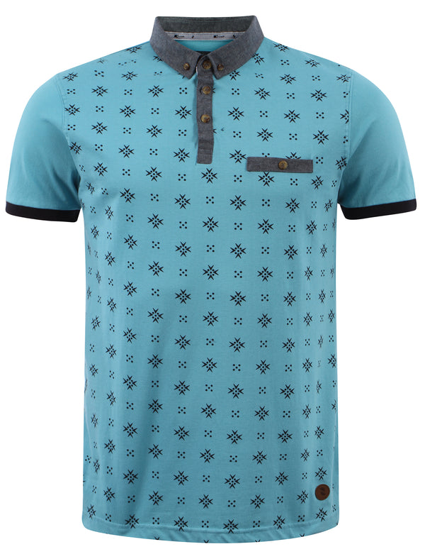 D-Code Class printed polo shirt in blue