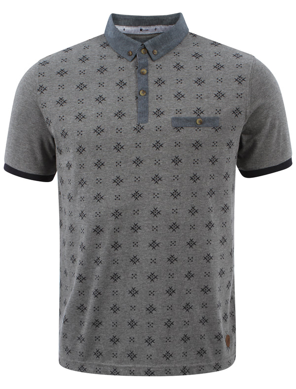 D-Code Class printed polo shirt in grey