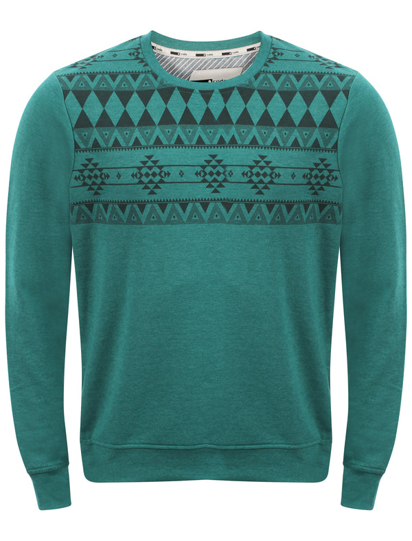 D-code Evan crew neck sweatshirt in Peacock Green Marl