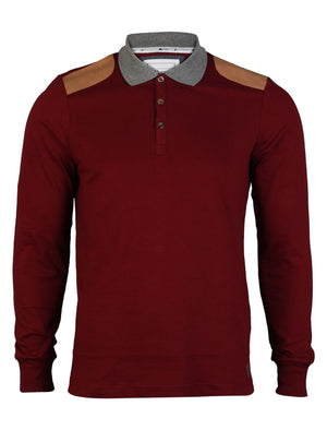 D-Code Luca Long Sleeve Polo Shirt in Bordeaux