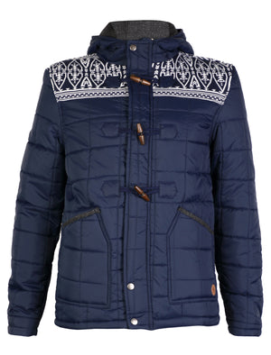 D-code Fair Isle Quilted Duffle navy Jacket