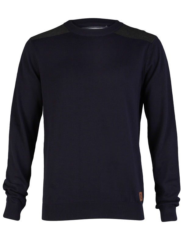 D-Code Crew Neck Knit Sweater in True Navy