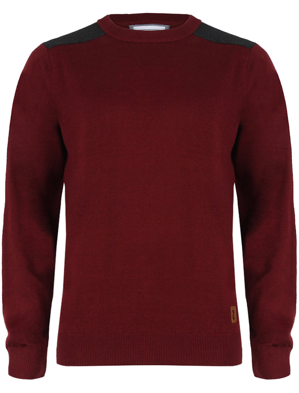 Vesey Crew Neck Knit Jumper with Shoulder & Elbow Patches - D-Code