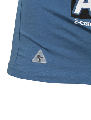 Arrow Crane Motif Print T-Shirt in Vintage Blue - Dissident