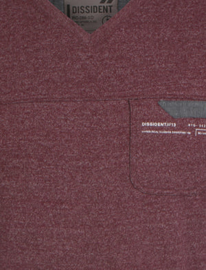 Dissident Grinner V-neck T-Shirt in Oxblood
