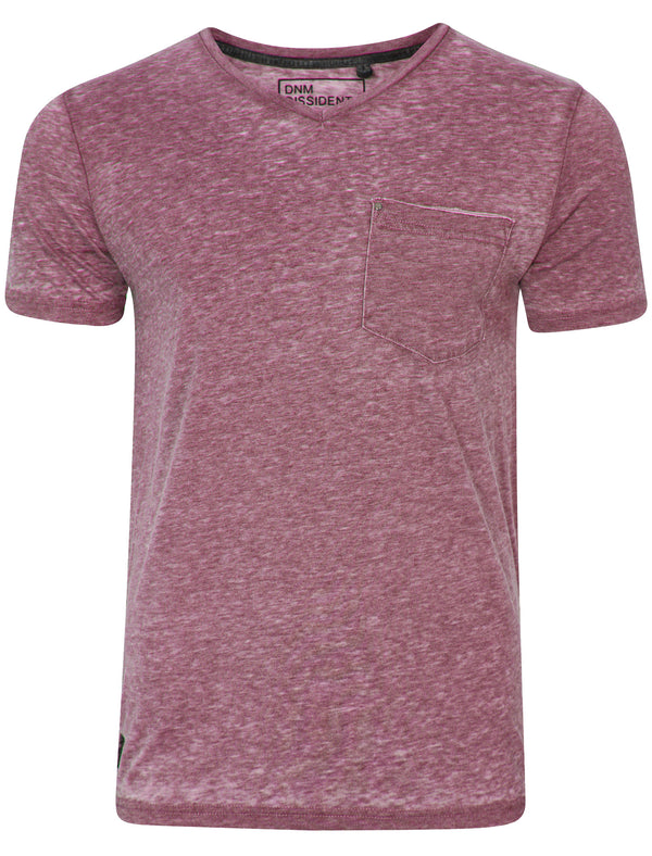 Burn2 Burnout V Neck T-Shirt in Bordeaux - Dissident