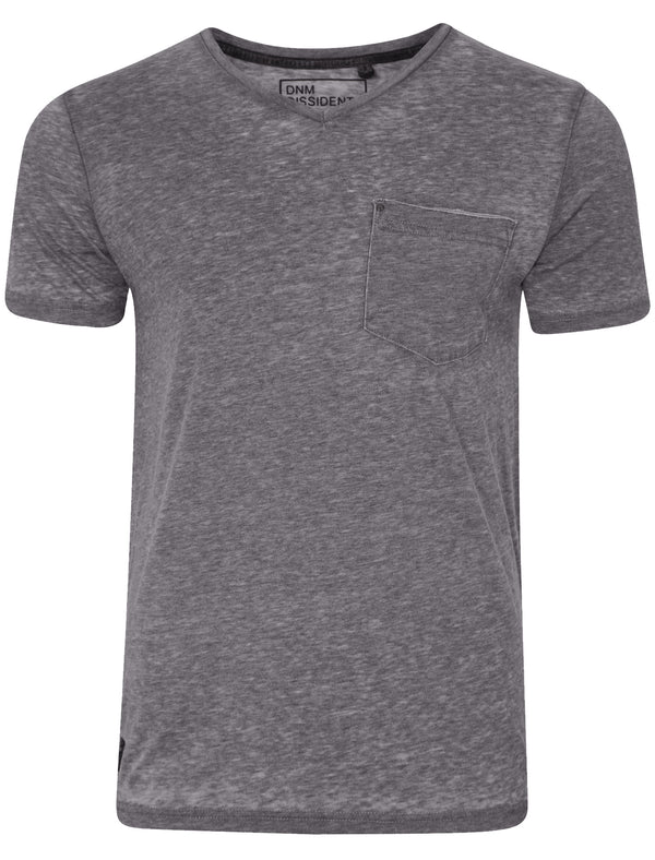 Burn2 Burnout V Neck T-Shirt in Industrial Grey - Dissident