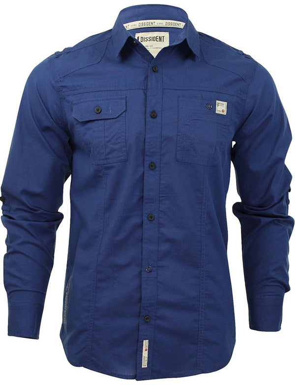 Creed Pinstripe Shirt in Estate Blue - Dissident