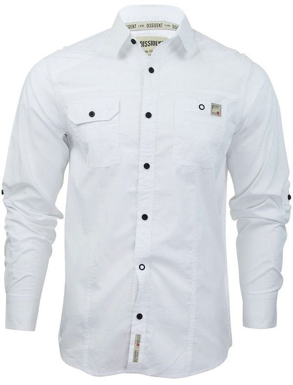 Creed Pinstripe Shirt in Optic White - Dissident