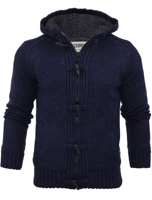 Dissident Hopkins Sherpa Lined Knitted Cardigan in navy