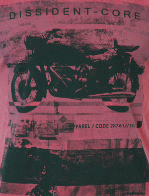 Motlybike Distressed T-Shirt In Bonded Pink - Dissident