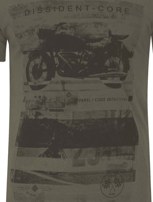 Motlybike Distressed T-Shirt In Raven Grey - Dissident