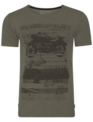 Motlybike Distressed T-Shirt In Raven Grey - Dissident