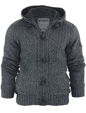 Stella Sherpa Lined Knitted Cardigan in Charcoal - Dissident