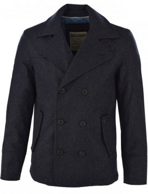 Dissident wool rich Baughman Navy Marl double-breasted jacket