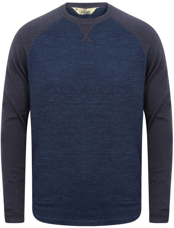 Synopsis Raglan Sleeve Cotton Slub Jumper in Ink Blue - Tokyo Laundry