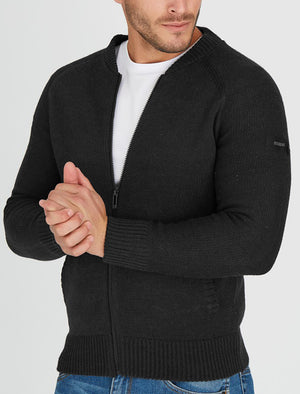 Dax Wool Blend Bomber Style Cardigan in Black - Dissident