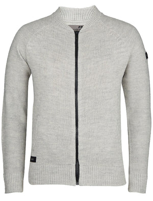 Dax Wool Blend Bomber Style Cardigan in Light Grey Marl - Dissident