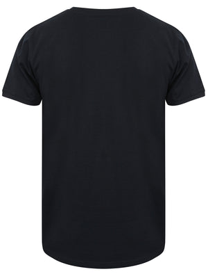 Dunmaston Quilted Panel Cotton T-Shirt in Dark Sapphire - Dissident