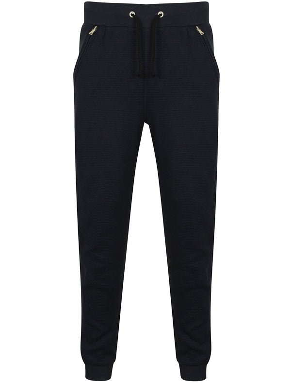 Flaxman Textured Fleece Cuffed Joggers in Dark Sapphire - Dissident
