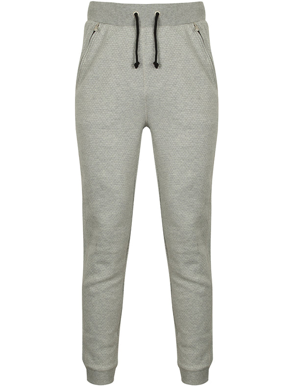 Flaxman Textured Fleece Cuffed Joggers in Light Grey Marl - Dissident