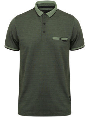 Dunelm Striped Jersey Polo Shirt in Thyme - Dissident