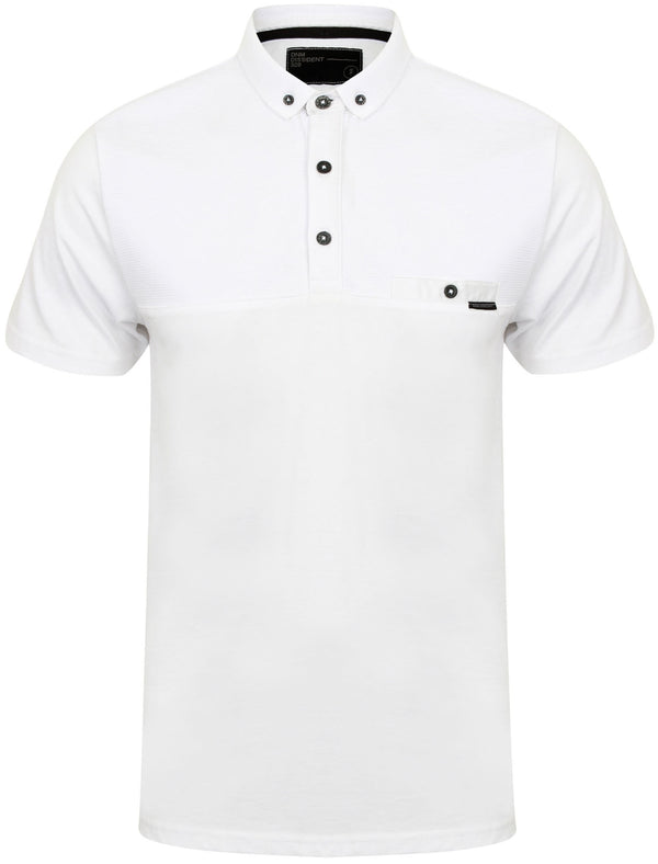 Dunloe Ottoman Stripe Polo Shirt in Optic White -  Dissident