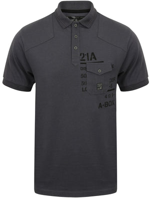 Milicia Jersey Polo Shirt with Chest Pocket in Slate Blue - Dissident