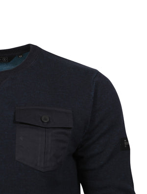 Aluminium Knitted Jumper with Pocket in Dark Navy - Dissident