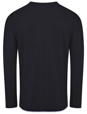 Ashcroft Y Neck Mock T-Shirt Insert Jumper In Dark Navy - Dissident