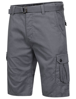 Avery Cotton Cargo Shorts with Belt in Graphite Grey - Dissident