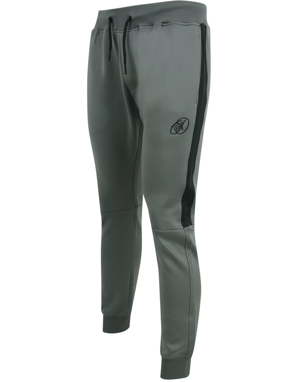 Banks Tricot Cuffed Tracksuit Joggers with Side Panel In Quiet Shade Grey - Dissident