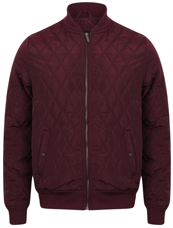 Barnes Diamond Quilted Bomber Jacket In Wine Tasting - Dissident