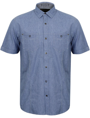 Bascom Cotton Short Sleeve Shirt in Sapphire Blue - Dissident