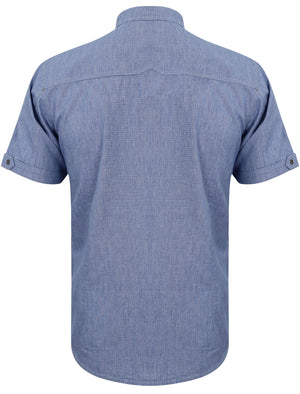 Bascom Cotton Short Sleeve Shirt in Sapphire Blue - Dissident