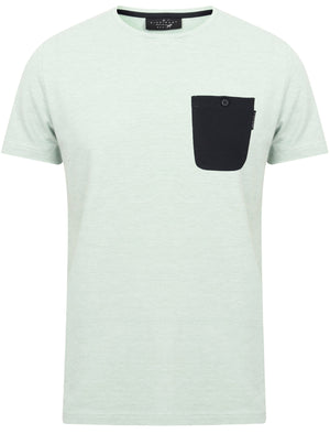 Bax Textured Cotton Slub T-Shirt with Contrast Chest Pocket In Green - Dissident