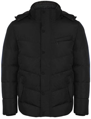 Bennett Quilted Coat with Detachable Sherpa Lined Hood in Black - Dissident
