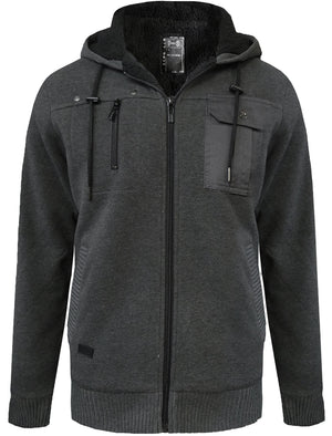 Bicker Utility Sherpa Lined Hoodie in Charcoal Marl - Dissident