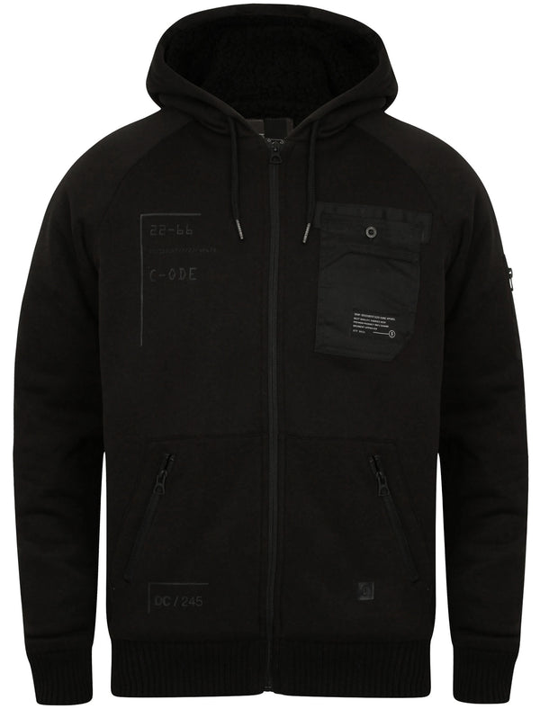 Blocker Zip Through Hoodie with Borg Lining in Black - Dissident