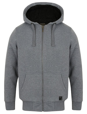 Omega Zip Through Hoodie With Borg Lining In Mid Grey Marl - Dissident