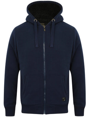 Omega Zip Through Hoodie With Borg Lining In Midnight Blue - Dissident