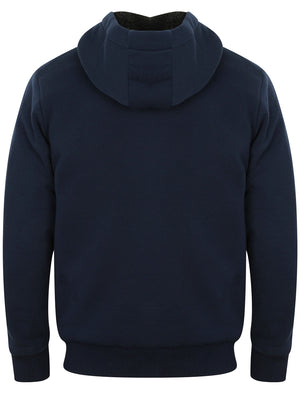 Bolo 2 Zip Through Chunky Hoodie With Borg Lining In Midnight Blue - Dissident