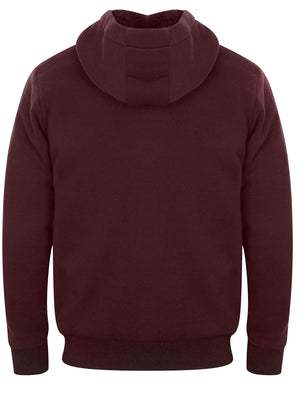 Bolo 2 Zip Through Chunky Hoodie With Borg Lining In Wine - Dissident